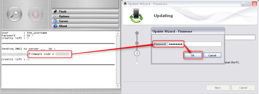 Copy generated firmware code to update wizard
