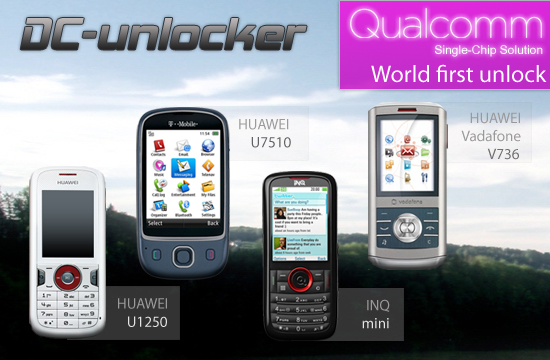 huavei U1250 U7510vodafone 736 INQ mini DC unlocker