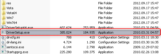 driverSetup.exe folder view