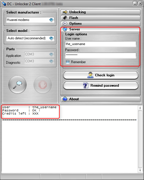 Huawei C8500/C8511 detect and unlock procedure. Check login