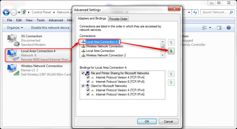 Huawei HiLink detect and unlock tutorial. Move HiLink modem connection to the bottom - Step 5