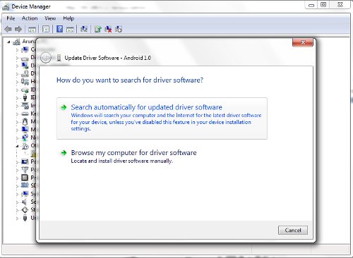 Search automatically for updated driver software