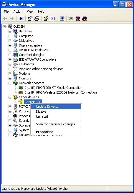 Huawei U8150 detect and unlock procedure step 1