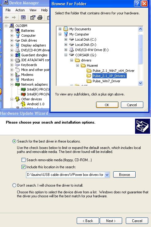 Huawei U8150 detect and unlock procedure step 3