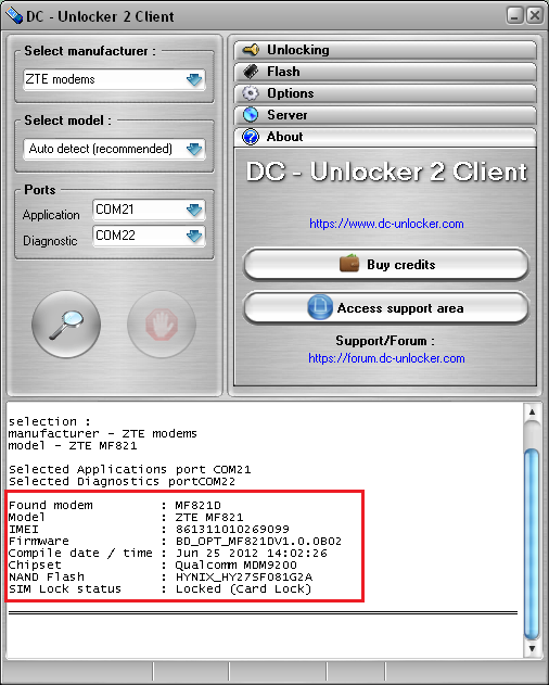 unlock zte mf63 modem via nck dongle