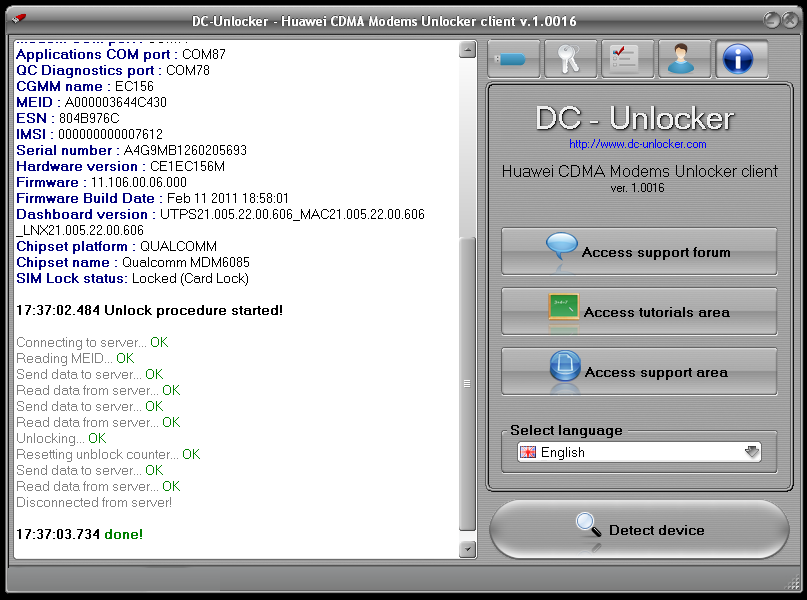 DC-Unlocker - Huawei CDMA Modems Unlocker - DC-Unlocker